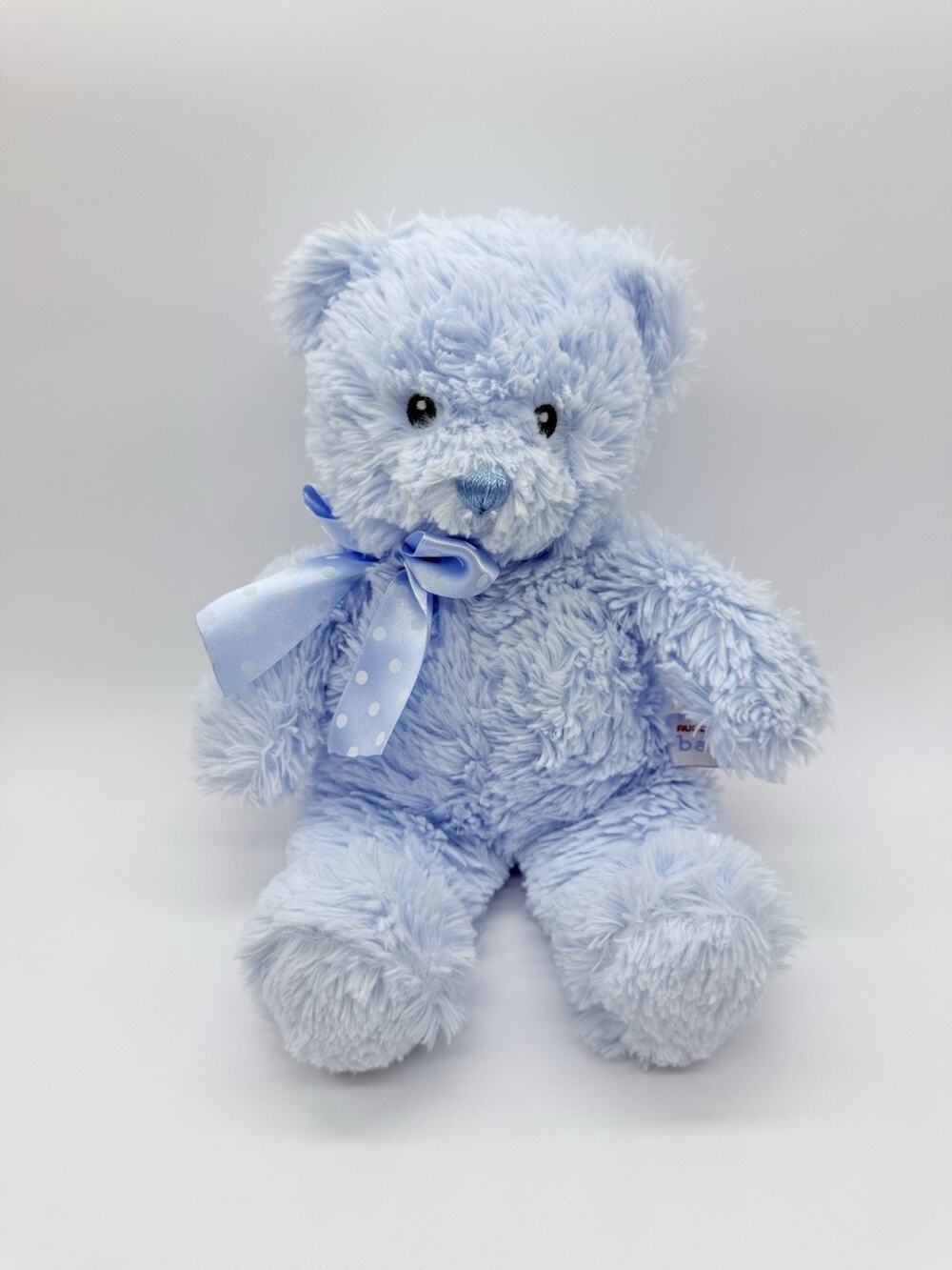 Aurora Baby Plush Light Blue Teddy Bear Stuffed Animal Toy Polka Dot Bow 13"